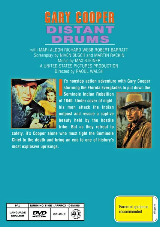 Distant Drums DVD featuring Gary Cooper and Mari Aldon, classic drama movie from Timeless Classic DVD collection.