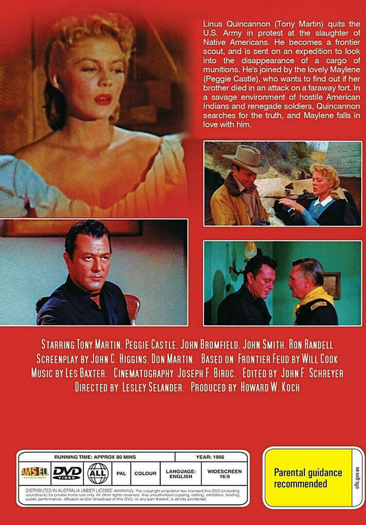 Frontier Scout 1956 DVD featuring Tony Martin and Peggie Castle, classic romance movie from Timeless Classic DVD.
