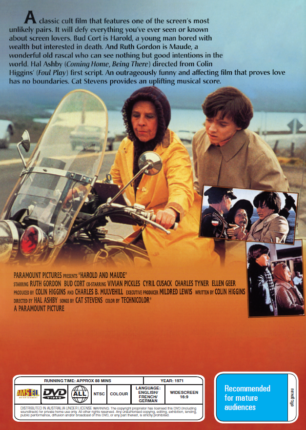 Harold And Maude DVD, Comedy, Ruth Gordon, Bud Cort