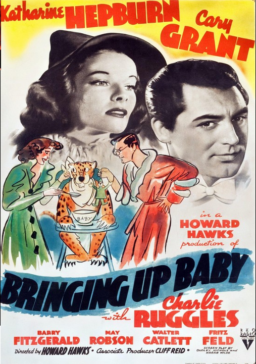 Bringing Up Baby DVD featuring Katharine Hepburn and Cary Grant in a comedic movie scene, from FilmClassicsOnDVD.