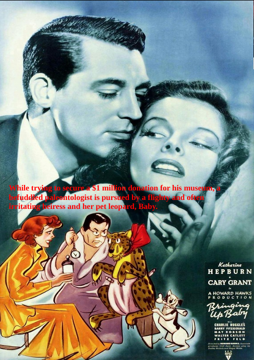 Bringing Up Baby DVD featuring Katharine Hepburn and Cary Grant, classic comedy movie from FilmClassicsOnDVD.
