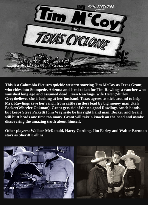 Texas Cyclone on DVD, Drama, Tim McCoy, Shirley Grey