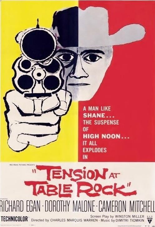 Screenshot from the Western DVD "Tension at Table Rock" featuring Richard Egan and Dorothy Malone, released by FilmClassics onDVD.