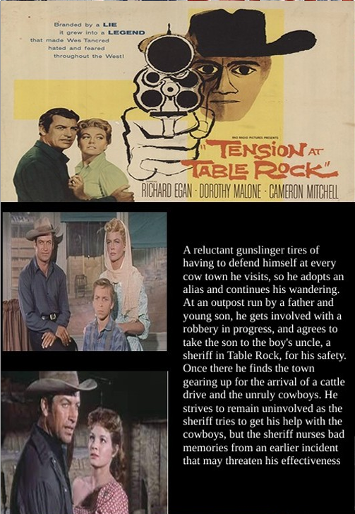 Tension at Table Rock on DVD, Western,  Richard Egan, Dorothy Malone