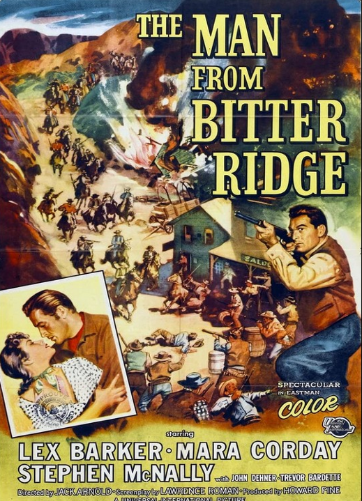 DVD cover of "The Man from Bitter Ridge" featuring Lex Barker and Mara Corday, drama movie from the FilmsClassicsOnDVD collection.