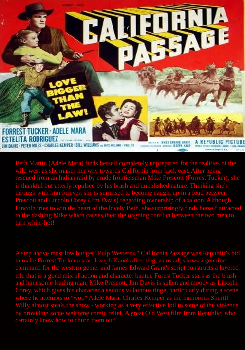 California Passage DVD featuring Forrest Tucker and Adele Mara, drama movie screenshot from FilmClassicsOnDVD.