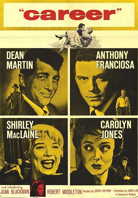 DVD cover of "Career" drama featuring Dean Martin and Anthony Franciosa, from FilmClassicsOnDVD.