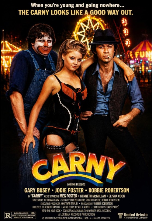 DVD cover of the drama film "Carny" featuring Gary Busey and Jodie Foster, from the Movies & DVDs category.