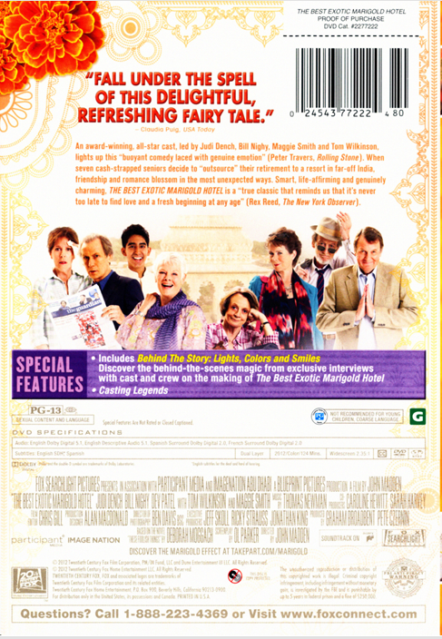 Screenshot from The Best Exotic Marigold Hotel DVD featuring Judi Dench and Bill Nighy, comedy film from FilmClassicsOnDVD.