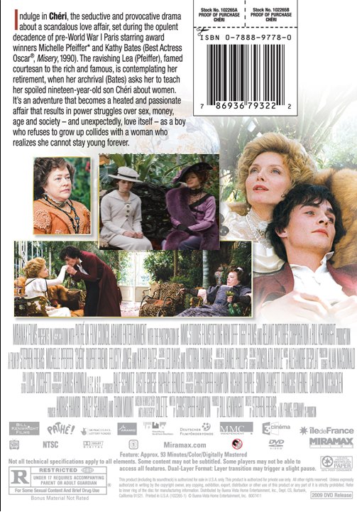 Chéri DVD comedy featuring Michelle Pfeiffer and Rupert Friend, movie cover image from FilmClassicsOnDVD.