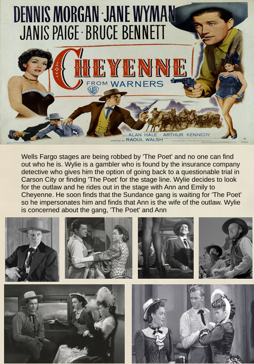DVD cover of the drama film "Cheyenne" starring Dennis Morgan and Jane Wyman, from FilmClassicsOnDVD collection.