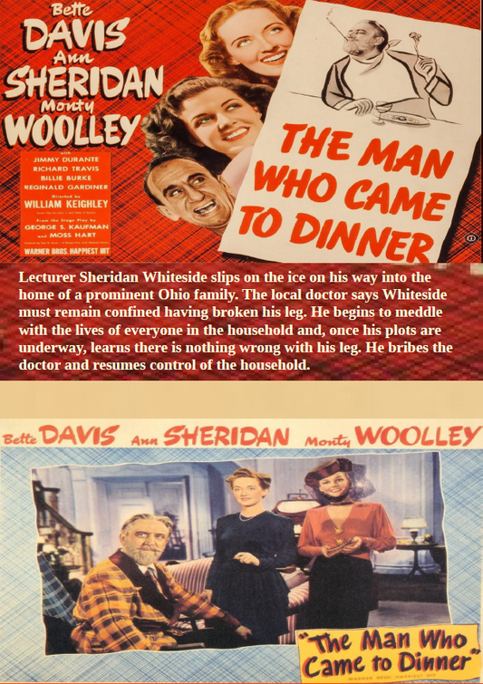 The Man Who Came To Dinner on DVD, Comedy, Bette Davis, Ann Sheridan