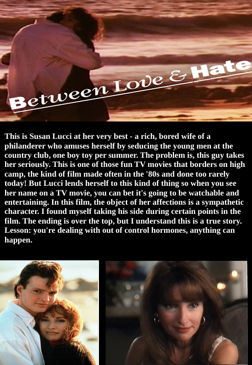 DVD cover of "Between Love and Hate" crime movie featuring Susan Lucci and Patrick Van Horn, from FilmClassicsOnDVD.