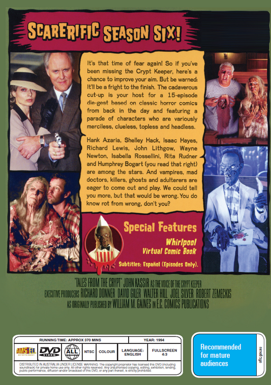 Tales From The Crypt Season 6 on DVD, Horror, John Kassir, Roy Brocksmith