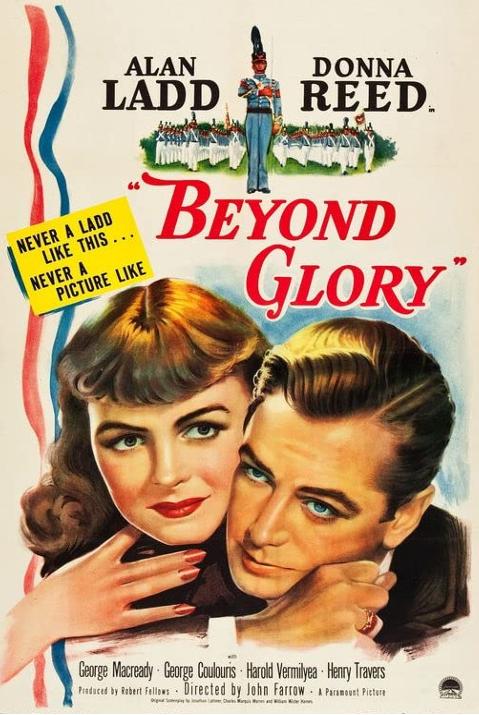 DVD cover of Beyond Glory drama featuring Alan Ladd and Donna Reed, from FilmClassicsOnDVD.