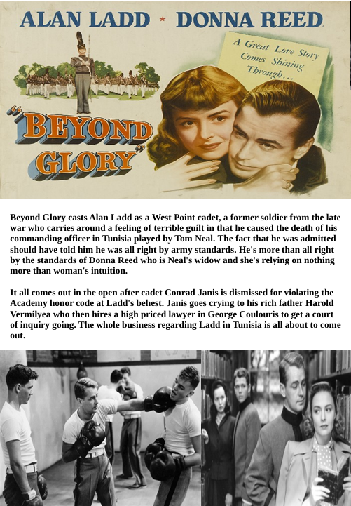 DVD cover of Beyond Glory drama featuring Alan Ladd and Donna Reed, from FilmClassicsOnDVD collection.