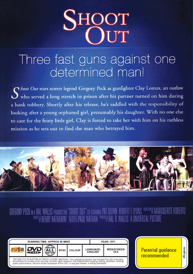 Shoot Out DVD, Western, Gregory Peck