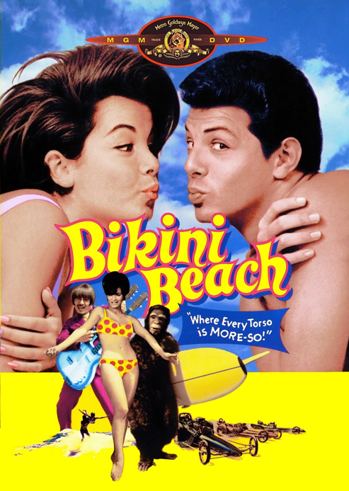 Screenshot from Bikini Beach DVD featuring Frankie Avalon and Annette Funicello in a classic beach comedy movie.