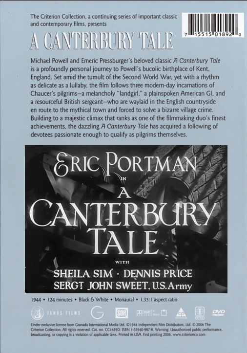 A Canterbury Tale on DVD,  Comedy,  Eric Portman, Sheila Sim