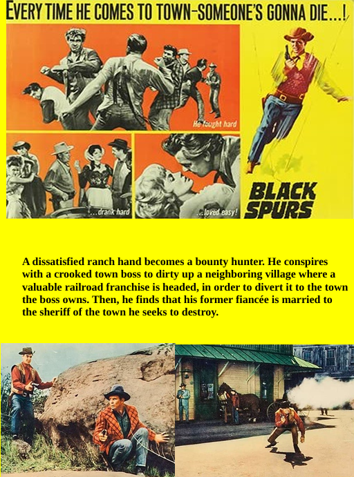 Black Spurs DVD featuring Rory Calhoun and Linda Darnell in a dramatic movie scene from the FilmsClassicsOnDVD collection.