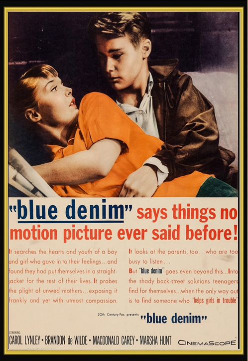 Blue Jeans DVD movie cover featuring Carol Lynley and Brandon De Wilde, drama film from FilmClassicsonDVD.