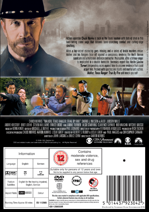 Walker, Texas Ranger : Trial by Fire DVD, Chuck Norris, Classic Crime Movie