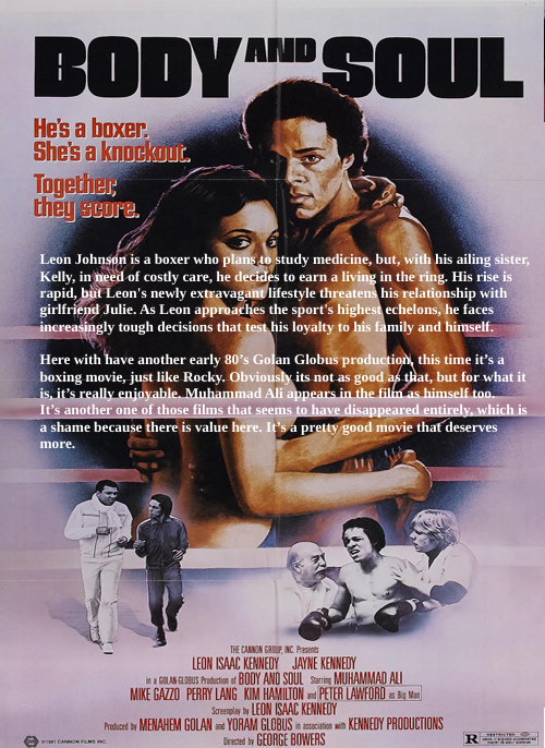 DVD cover image of "Body and Soul," a drama movie featuring Leon Isaac Kennedy and Jayne Kennedy, from FilmClassicsOnDVD.