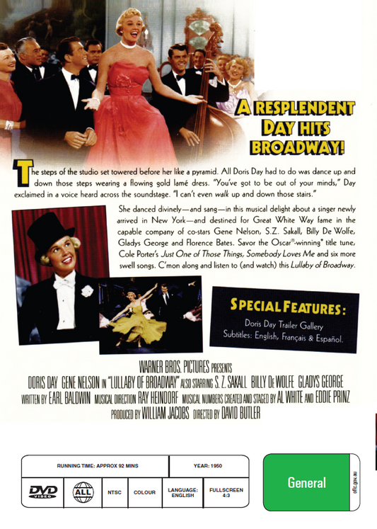 Lullaby of Broadway on DVD, Musical, Doris Day, Gene Nelson