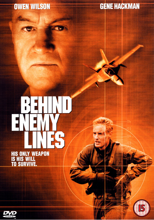 Screenshot from the action movie Behind Enemy Lines DVD featuring Gene Hackman and Owen Wilson.