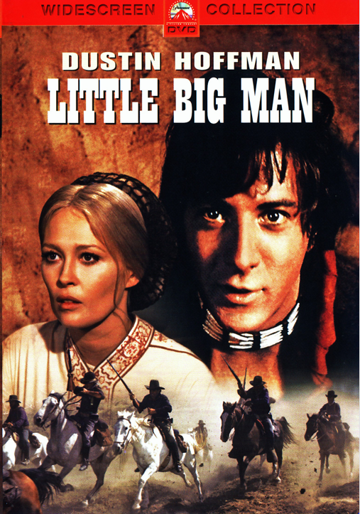 Screenshot from the Little Big Man DVD featuring Dustin Hoffman and Faye Dunaway in a movie scene from the adventure film.