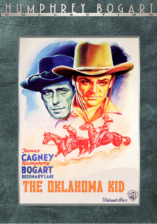 DVD cover of The Oklahoma Kid featuring James Cagney and Humphrey Bogart, action movie from FilmClassicsOnDVD showing main characters.