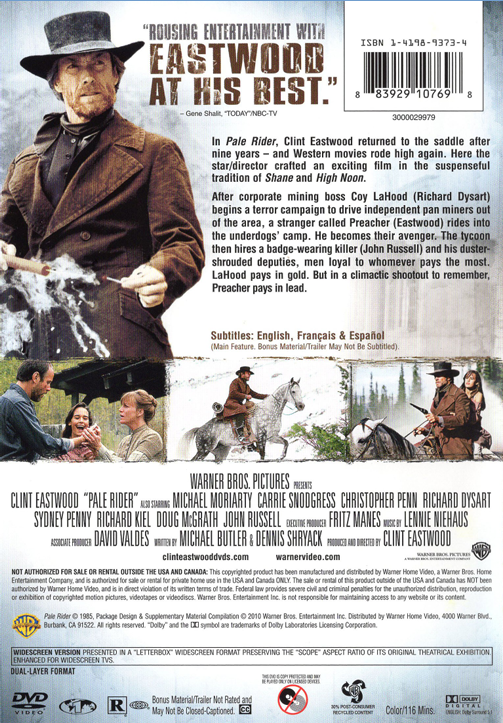 Pale Rider on DVD, Drama, Clint Eastwood, Michael Moriarty