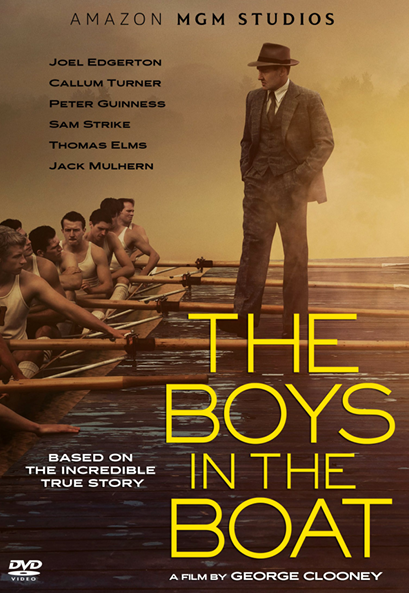 Screenshot from The Boys in the Boat DVD featuring actors Joel Edgerton and Callum Turner, drama film from FilmClassics on DVD.