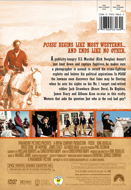 Posse on DVD, Drama, Kirk Douglas, Bruce Dern