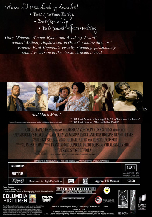 DVD cover of Bram Stoker's Dracula featuring Gary Oldman and Winona Ryder, part of the Fantasy Movies & DVDs collection.