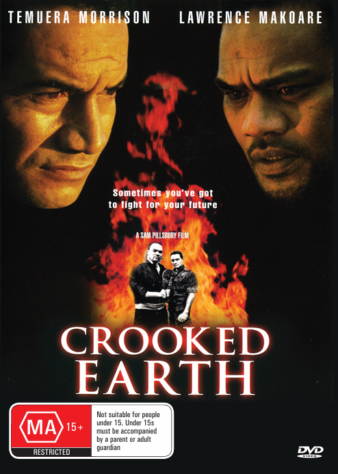 Crooked Earth DVD featuring Temuera Morrison and Lawrence Makoare in a drama film, displayed with cover art and title.