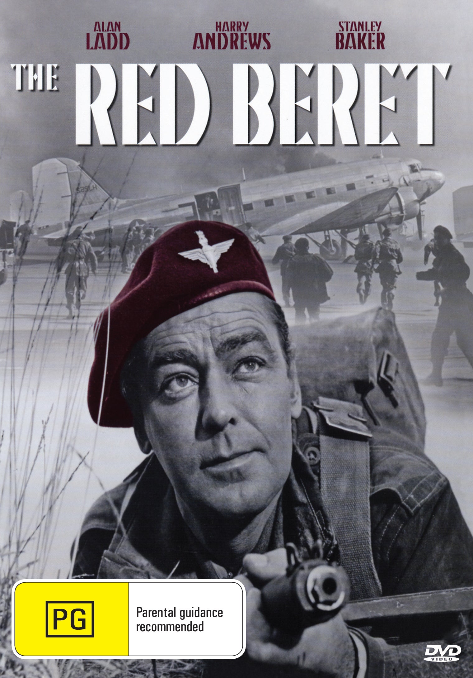 DVD cover for The Red Beret (1953) starring Alan Ladd and Leo Genn, featuring the movie poster with the title and cast.