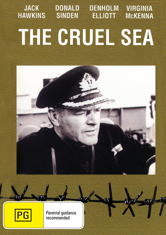 The Cruel Sea DVD featuring drama with Jack Hawkins and Donald Sinden, showing the movie cover art on a DVD case.