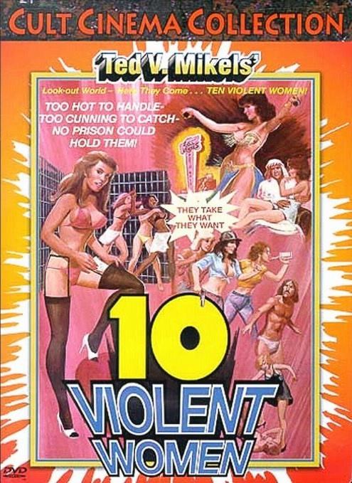 DVD cover of "10 Violent Women" crime movie featuring Sherri Vernon and Dixie Lauren, displayed with title and actors' names.