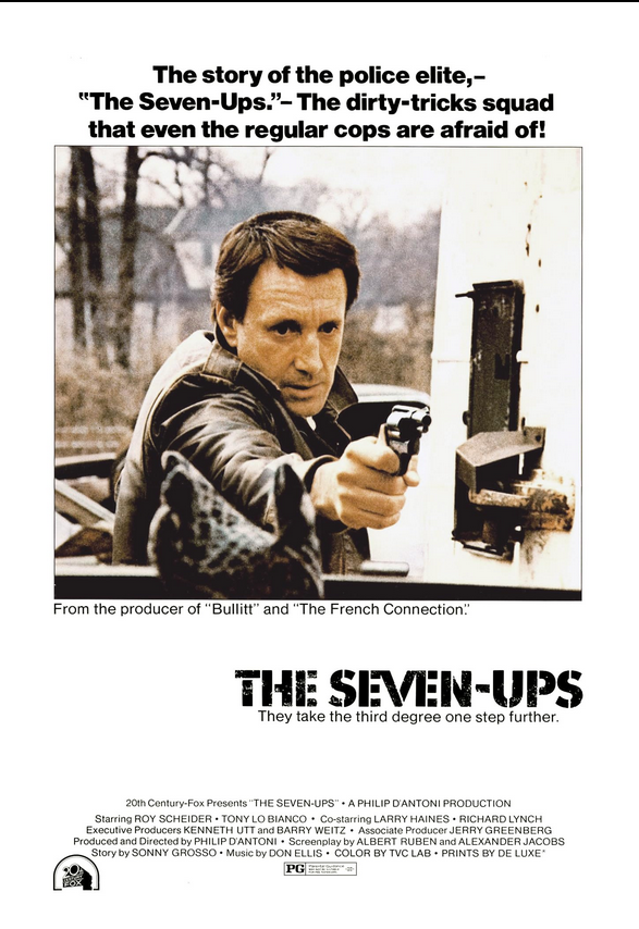 DVD of The Seven-Ups crime movie starring Roy Scheider and Tony Lo Bianco, featuring cover art with action scenes.