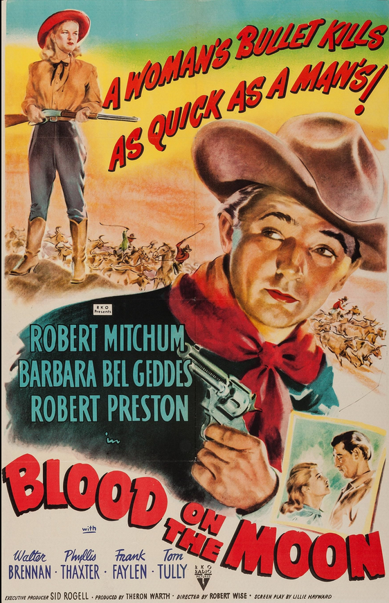 DVD of Blood On The Moon drama featuring Robert Mitchum and Barbara Bel Geddes, collectible movie and DVD from rareandcollectibledvds