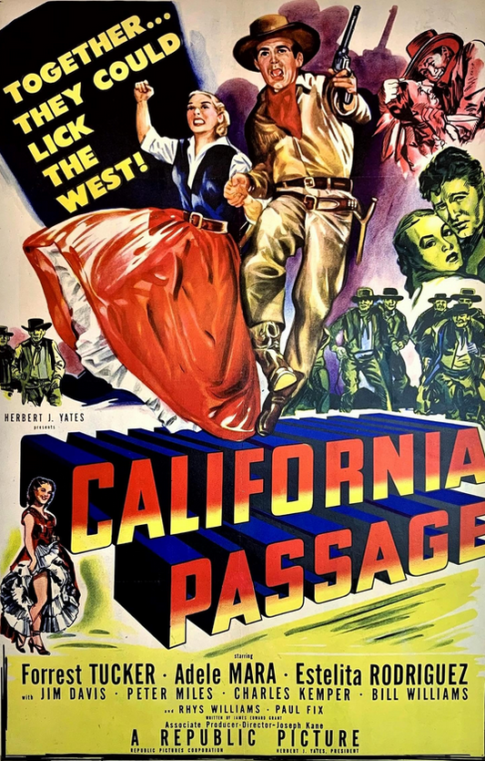 Western movie DVD California Passage featuring Forrest Tucker and Adele Mara, classic film from Rare and Collectible DVDs collection.