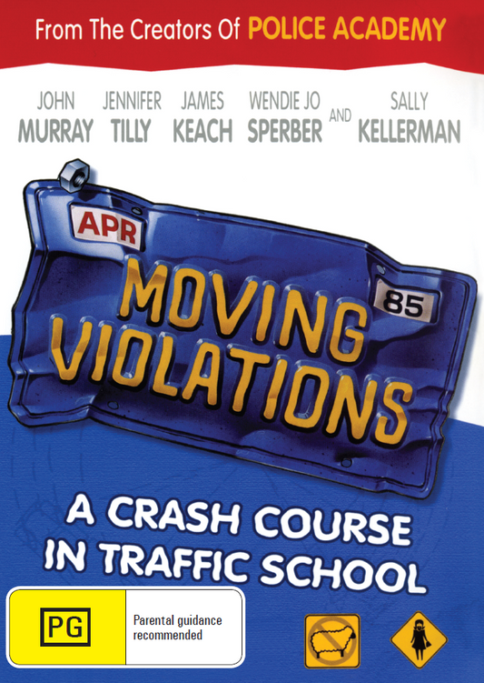 DVD of Moving Violations comedy movie featuring John Murray and Jennifer Tilly, displayed on a plain background.