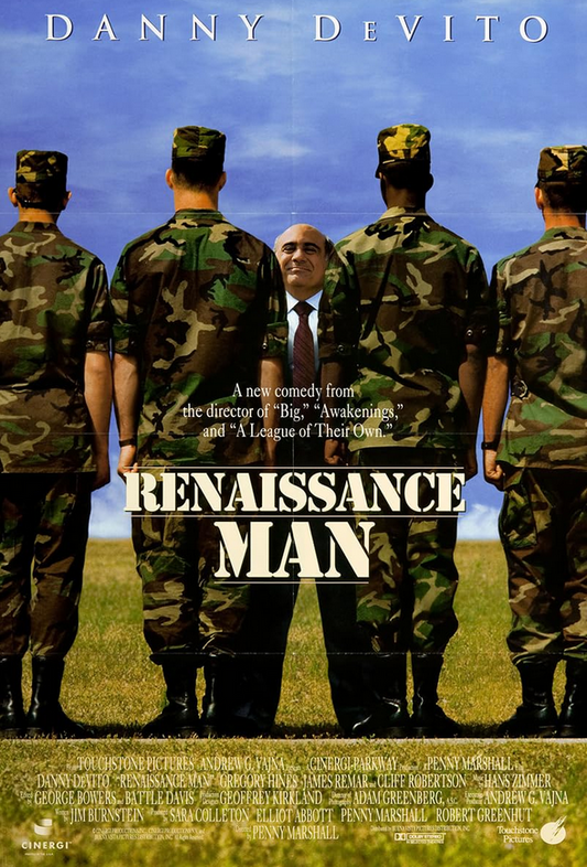 Renaissance Man DVD featuring Danny DeVito and Gregory Hines in a drama film, part of rareandcollectibledvds movie collection.