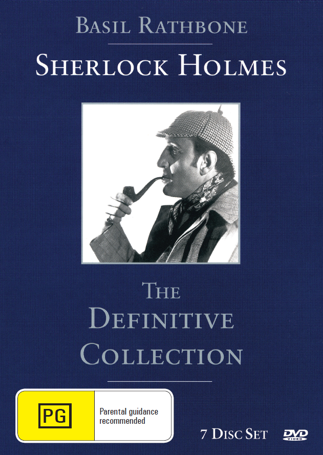 Sherlock Holmes The Definitive DVD featuring Basil Rathbone and Nigel Bruce, classic crime movie from the Sherlock Holmes series.