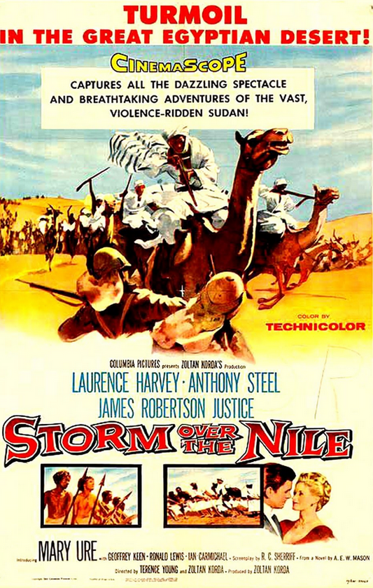 DVD of Storm Over the Nile drama featuring Anthony Steel and Laurence Harvey, with cover art showing the movie title and actors.
