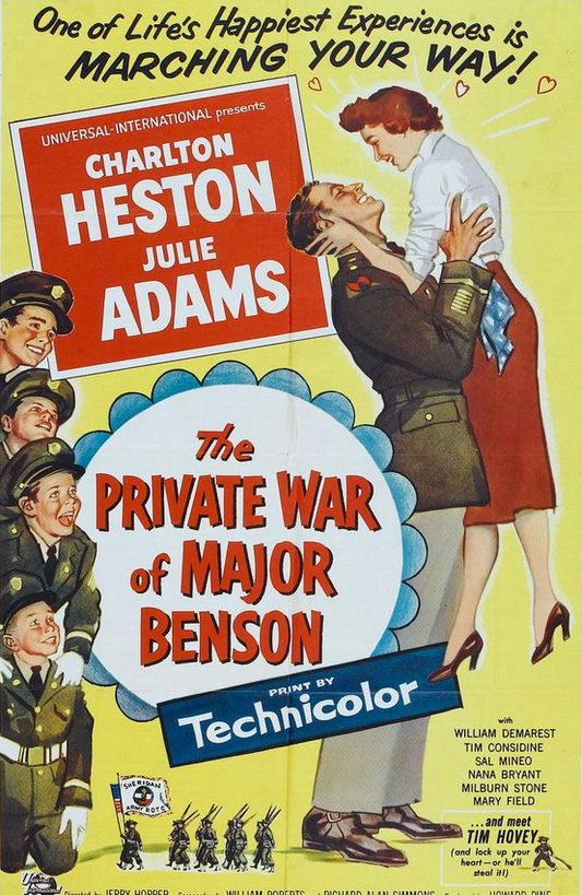DVD of The Private War of Major Benson featuring Charlton Heston and Julie Adams, a classic romance movie.