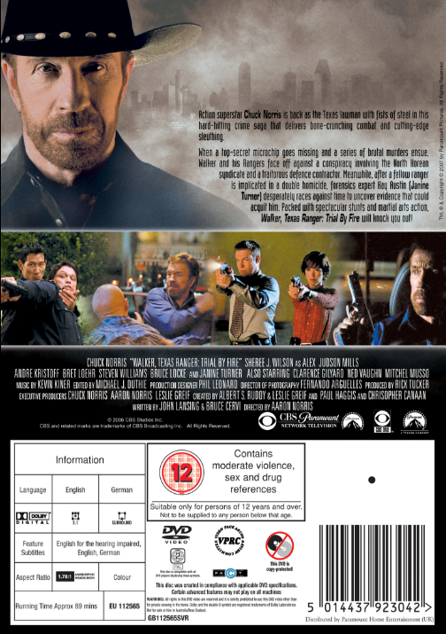 Walker Texas Ranger Trial by Fire DVD featuring crime drama with Chuck Norris and Sheree J. Wilson from rareandcollectibledvds.