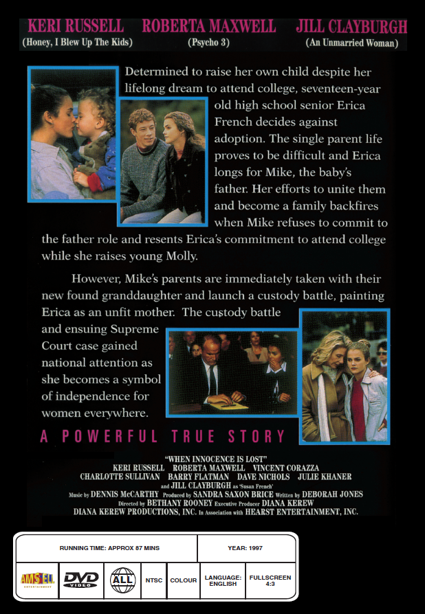 DVD cover of "When Innocence Is Lost" movie featuring Kerri Russell and Jill Clayburgh, from rareandcollectibledvds.