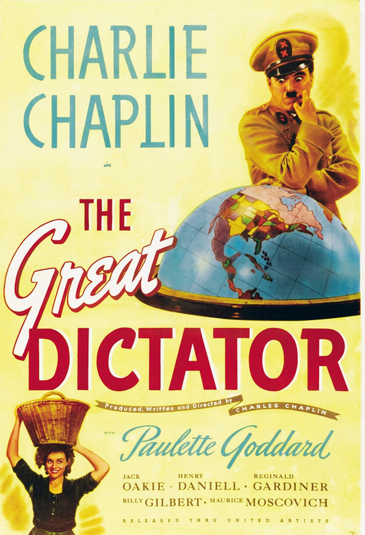 DVD cover of The Great Dictator featuring Charles Chaplin and Paulette Goddard, drama movie from rareandcollectibledvds.